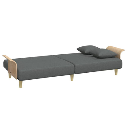 Sofá-cama com apoio de braços tecido cinzento-escuro