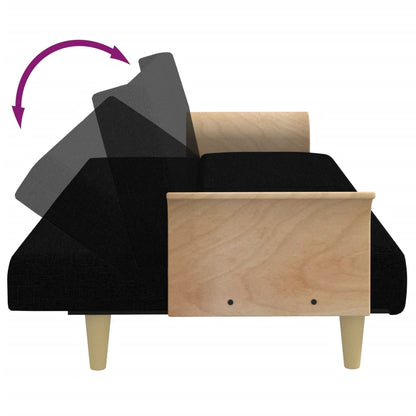 Sofa bed with armrests in black fabric