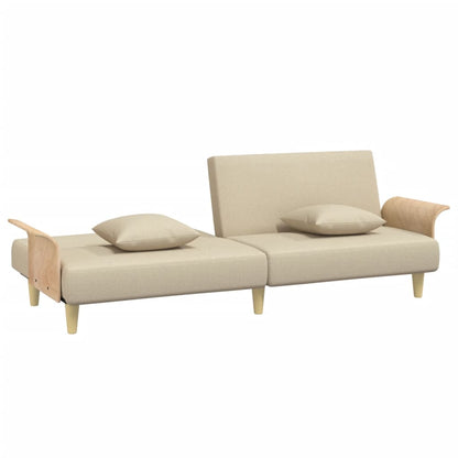 Sofá-cama com apoio de braços tecido cor creme