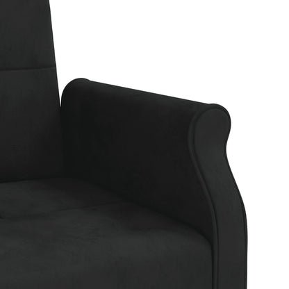 Sofá-cama com almofadões veludo preto