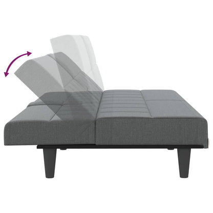 Sofá-cama com suportes para copos tecido cinzento-escuro