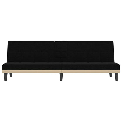Sofá-cama com suporte para copos tecido preto