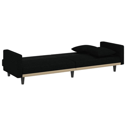Sofá-cama com almofadões tecido preto