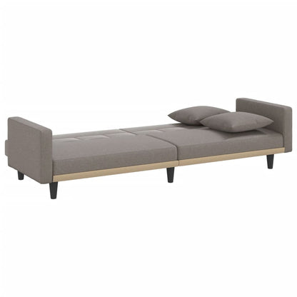 Sofá-cama com almofadões tecido cinzento-acastanhado
