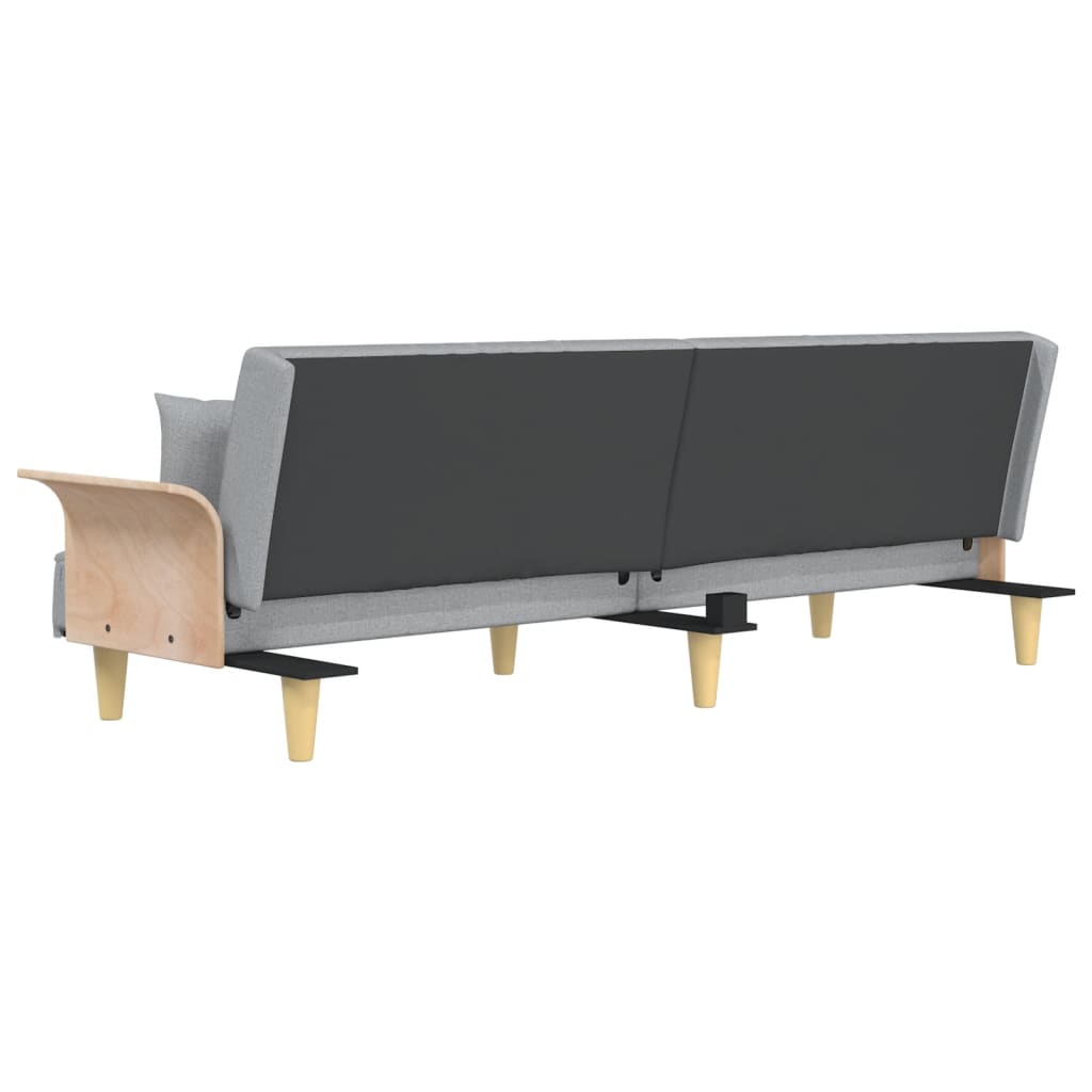 Sofá-cama com apoio de braços tecido cinzento-claro