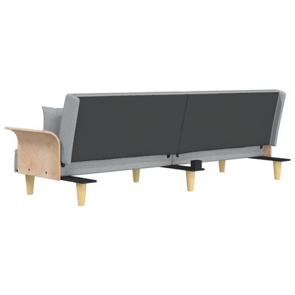 Sofá-cama com apoio de braços tecido cinzento-claro