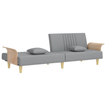 Sofá-cama com apoio de braços tecido cinzento-claro
