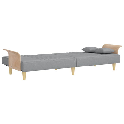 Sofá-cama com apoio de braços tecido cinzento-claro