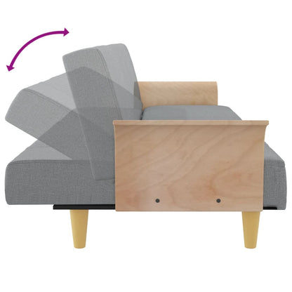 Sofá-cama com apoio de braços tecido cinzento-claro