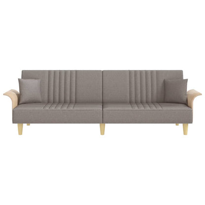 Sofá-cama com apoio de braços tecido cinzento-acastanhado