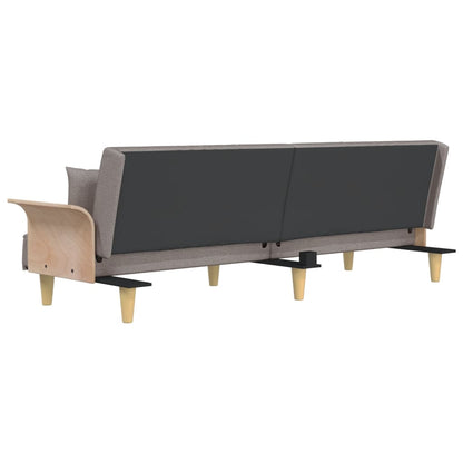 Sofá-cama com apoio de braços tecido cinzento-acastanhado