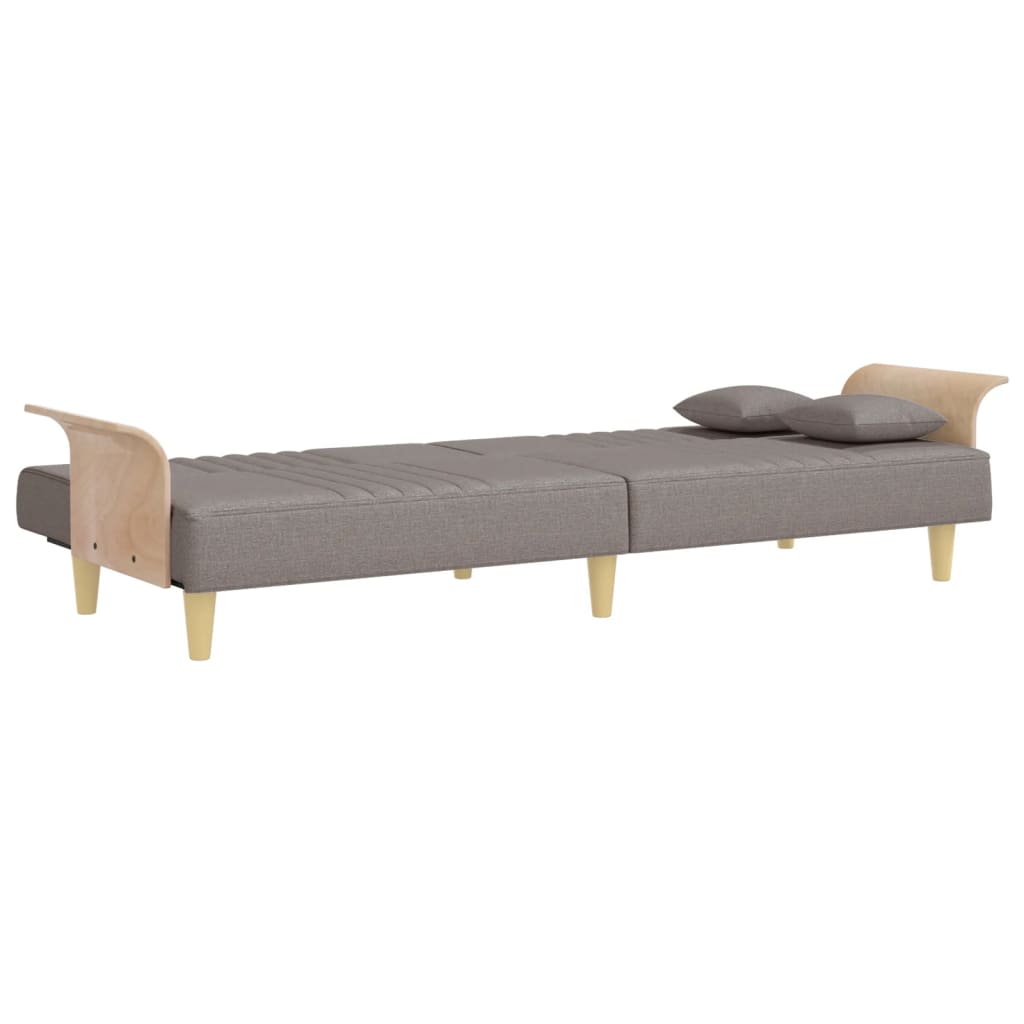 Sofá-cama com apoio de braços tecido cinzento-acastanhado