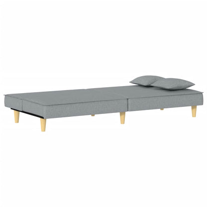 Sofá-cama tecido cinzento-claro