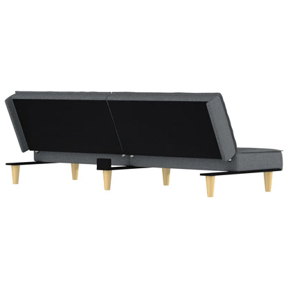 Sofá-cama tecido cinzento-escuro