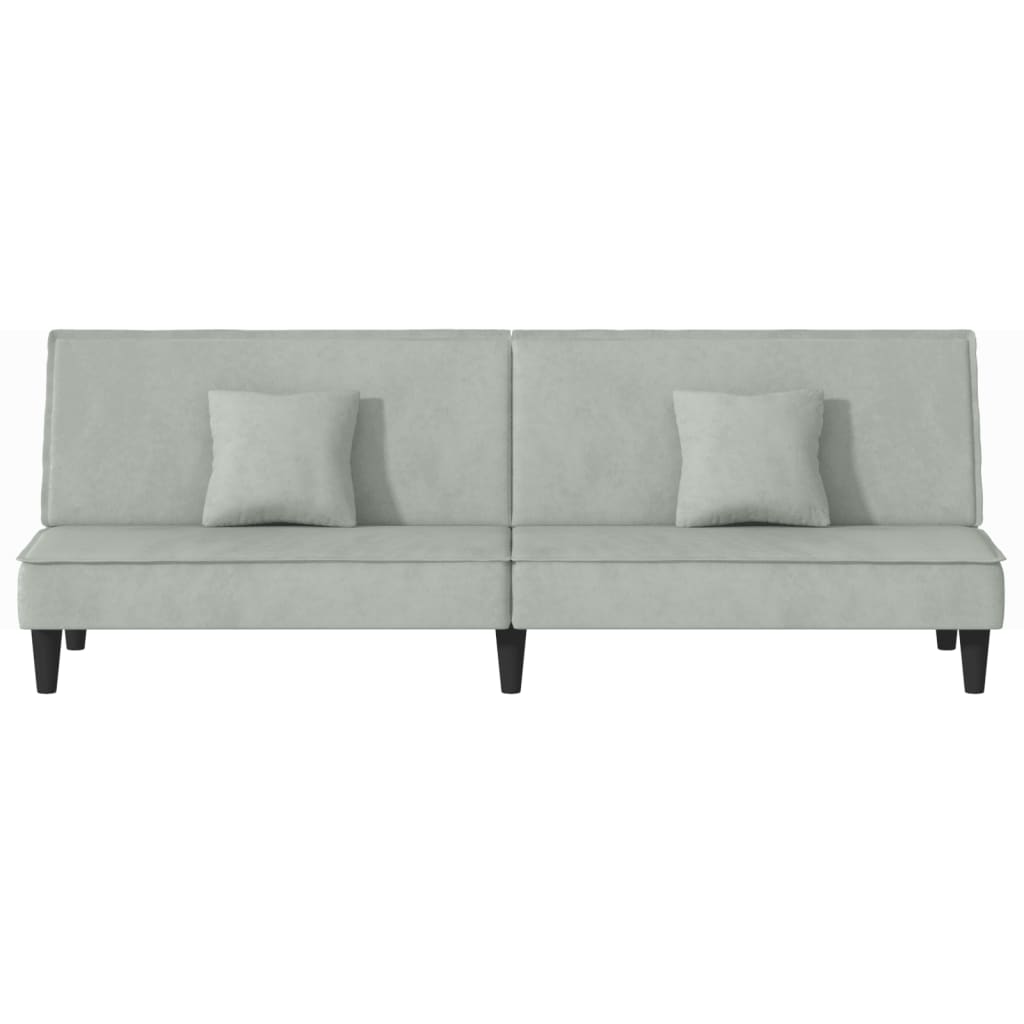 Sofá-cama veludo cinzento-claro