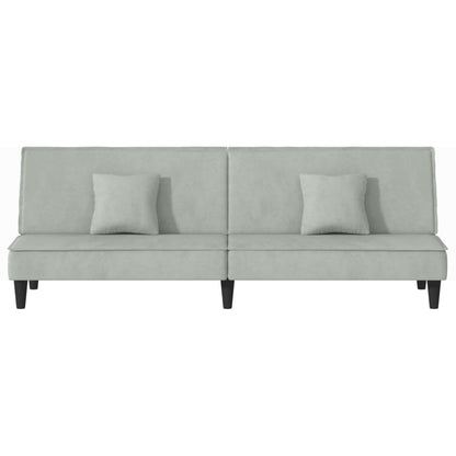 Sofá-cama veludo cinzento-claro