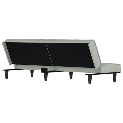 Sofá-cama veludo cinzento-claro
