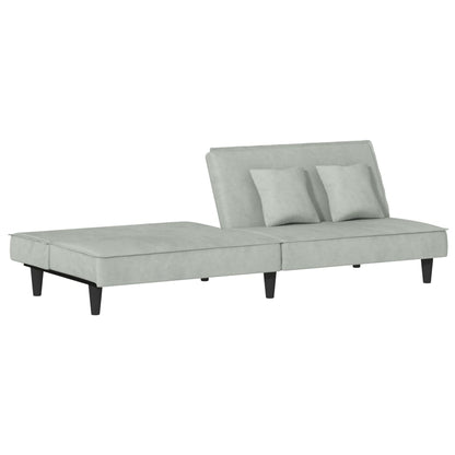 Sofá-cama veludo cinzento-claro