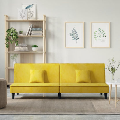 Sofá-cama veludo amarelo