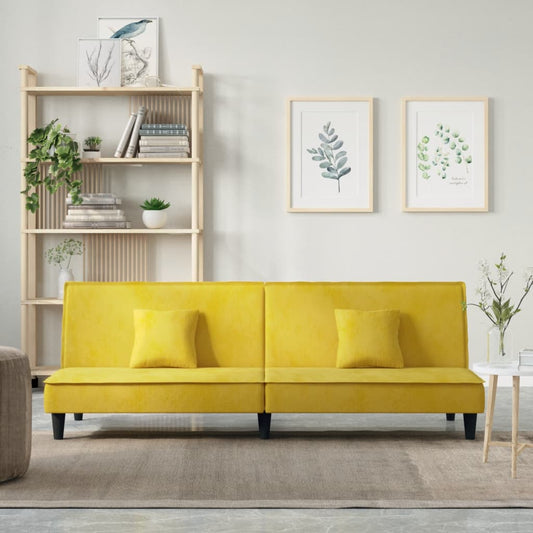 Sofá-cama veludo amarelo