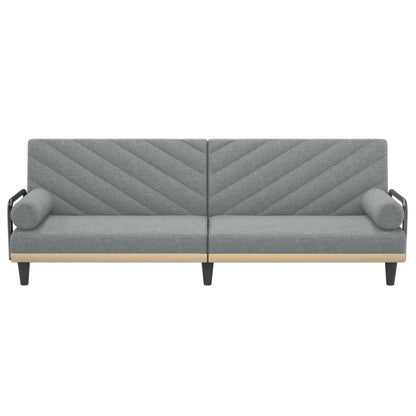 Sofá-cama com apoio de braços tecido cinzento-claro