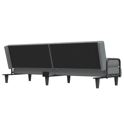 Sofá-cama com apoio de braços tecido cinzento-claro