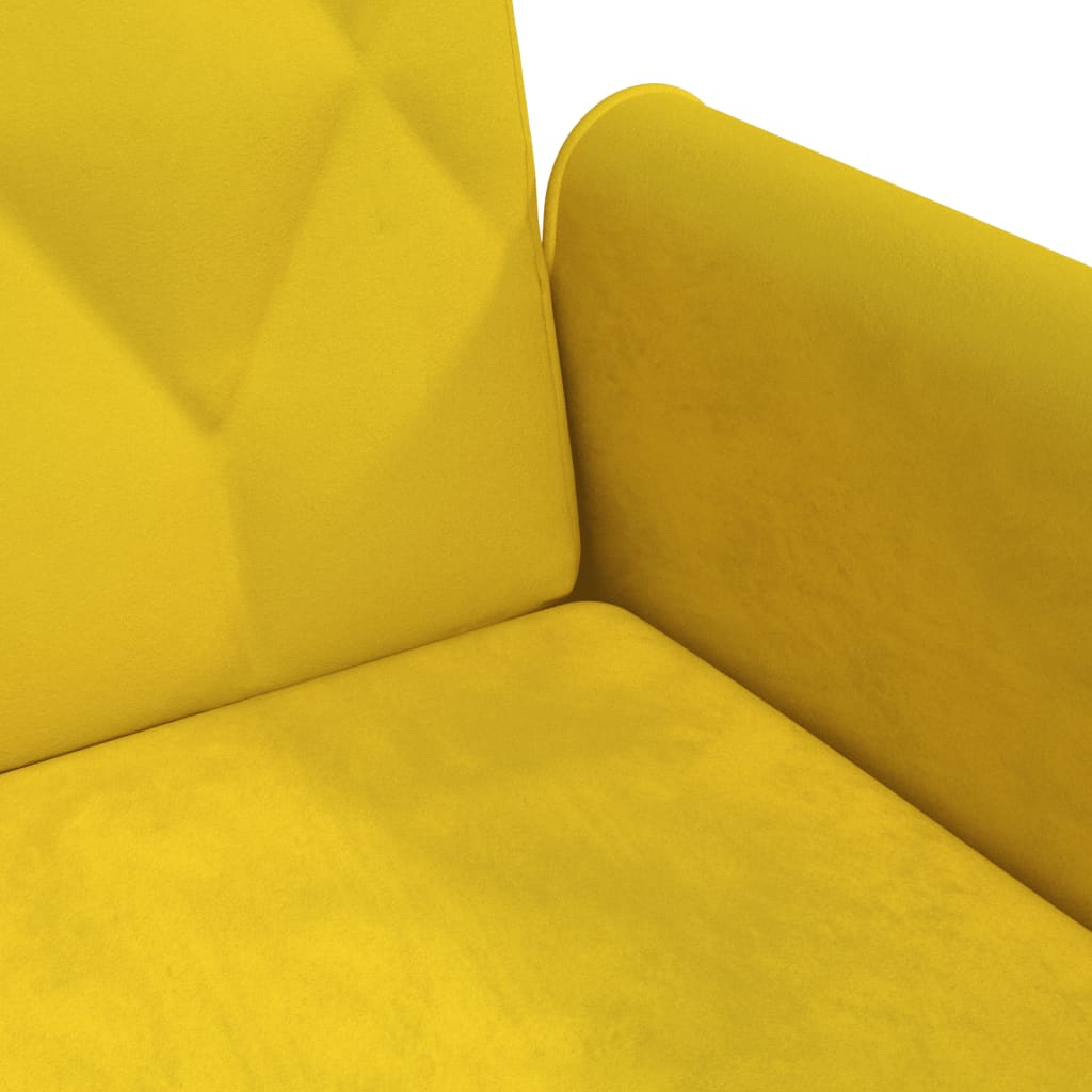 Sofá-cama com apoio de braços veludo amarelo