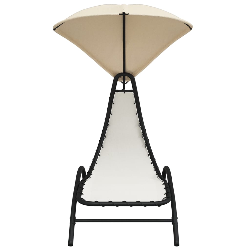 Sun lounger with canopy 167x80x195 cm fabric and steel cream color