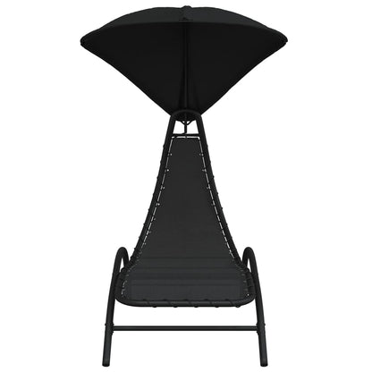 Sun lounger with canopy 167x80x195 cm fabric and black steel