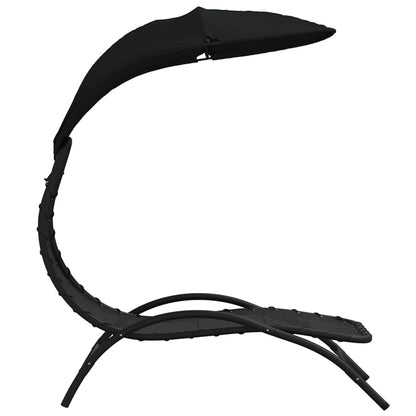 Sun lounger with canopy 167x80x195 cm fabric and black steel