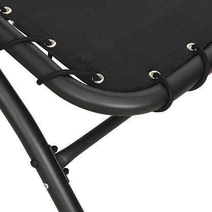 Sun lounger with canopy 167x80x195 cm fabric and black steel