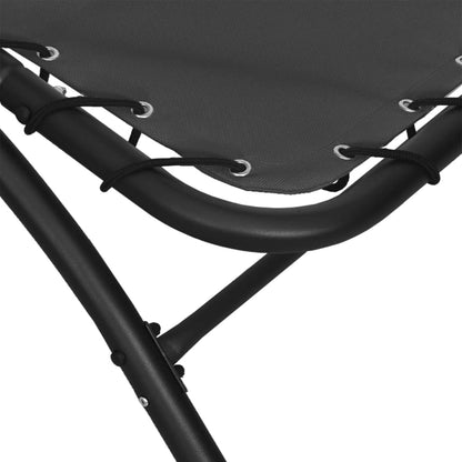 Sun lounger with canopy 167x80x195cm fabric and dark grey steel