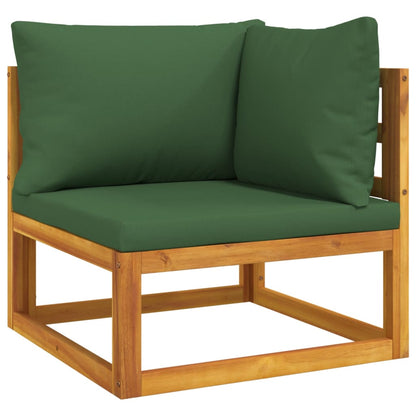 10 pcs conj. lounge jardim madeira c/almofadões verdes