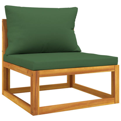 10 pcs conj. lounge jardim madeira c/almofadões verdes