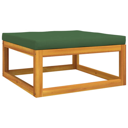 10 pcs conj. lounge jardim madeira c/almofadões verdes