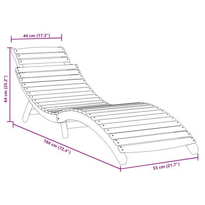 Sun lounger 184x55x64 cm solid acacia wood grey