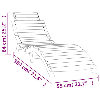 Sun lounger 184x55x64 cm solid acacia wood white