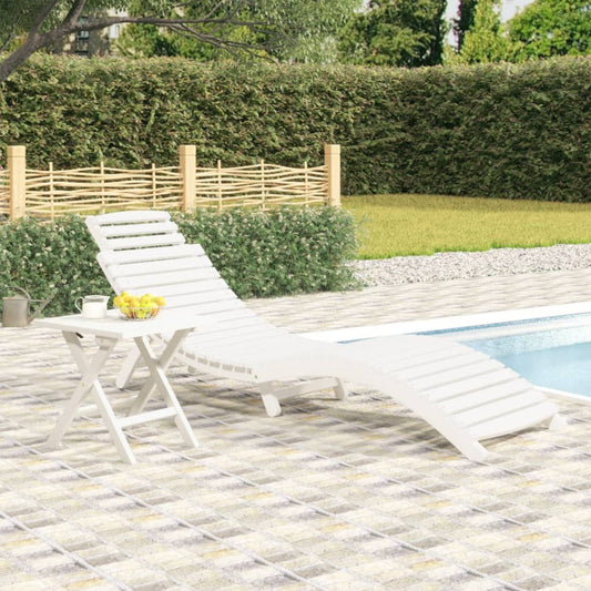 Sun lounger 184x55x64 cm solid acacia wood white