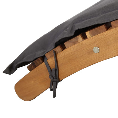 Sun lounger with dark grey cushions in solid acacia
