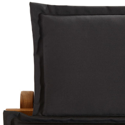 Sun lounger with dark grey cushions in solid acacia