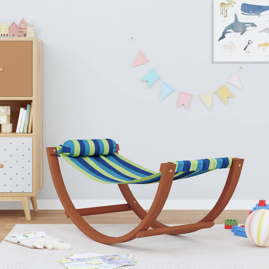Children's hammock in blue and green fabric