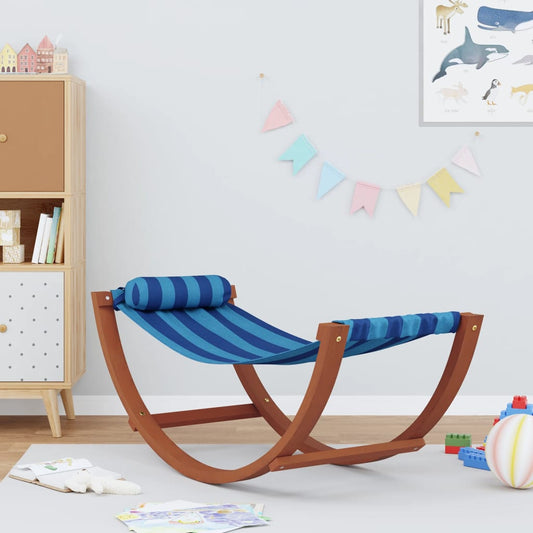 Children's hammock with blue striped fabric