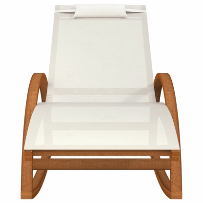 Textilene and solid poplar wood rocking chair in white