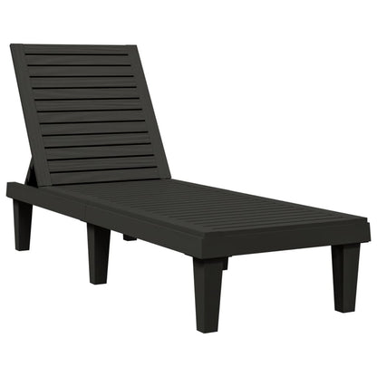 Sun lounger 2 pcs 155x58x83 cm black polypropylene