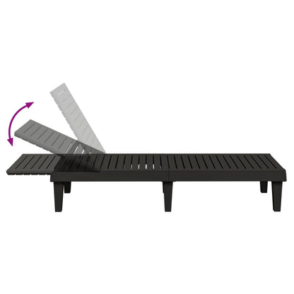 Sun lounger 2 pcs 155x58x83 cm black polypropylene