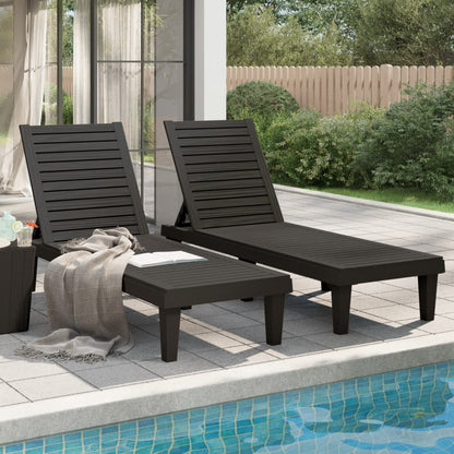 Sun lounger 2 pcs 155x58x83 cm black polypropylene