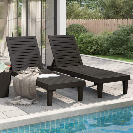 Sun lounger 2 pcs 155x58x83 cm black polypropylene