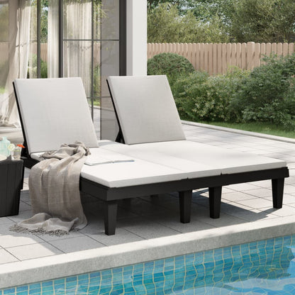 Double sun lounger 155x138x83 cm black polypropylene