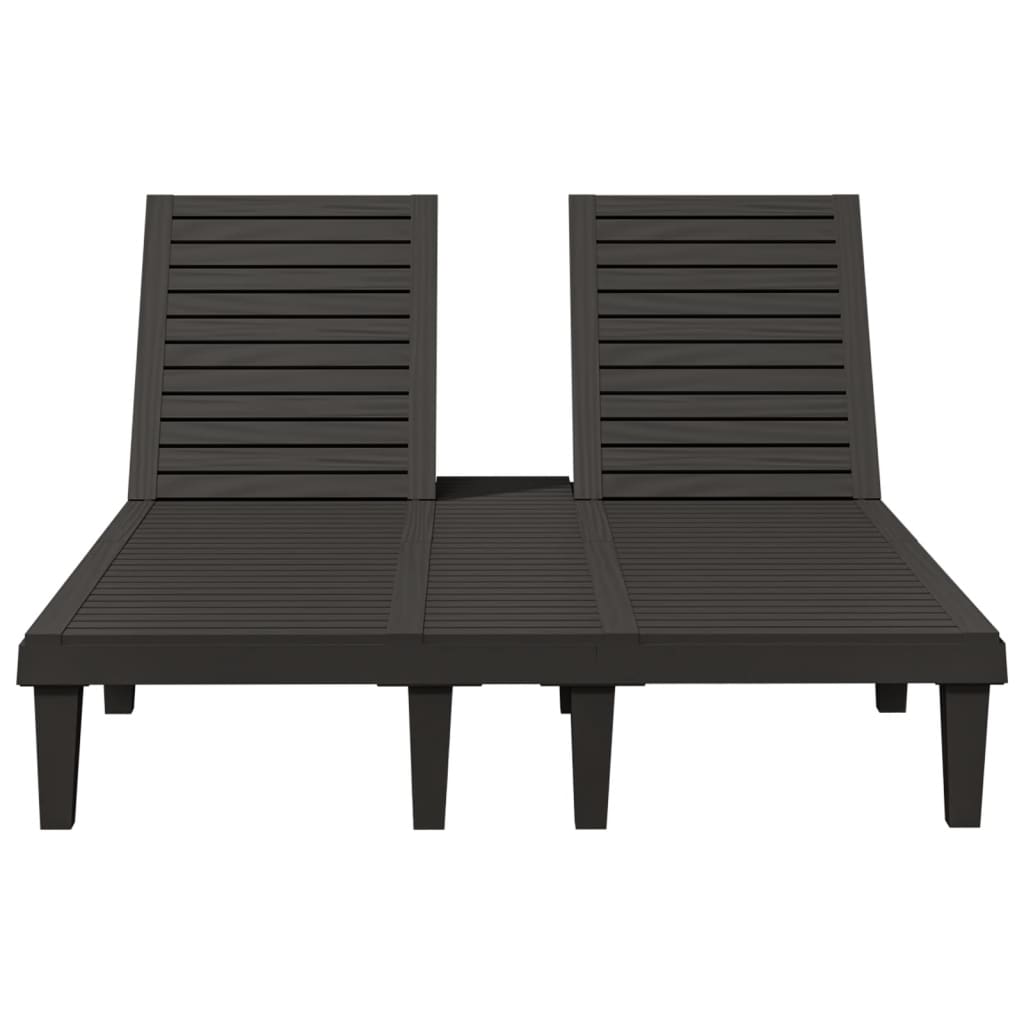 Double sun lounger 155x138x83 cm black polypropylene