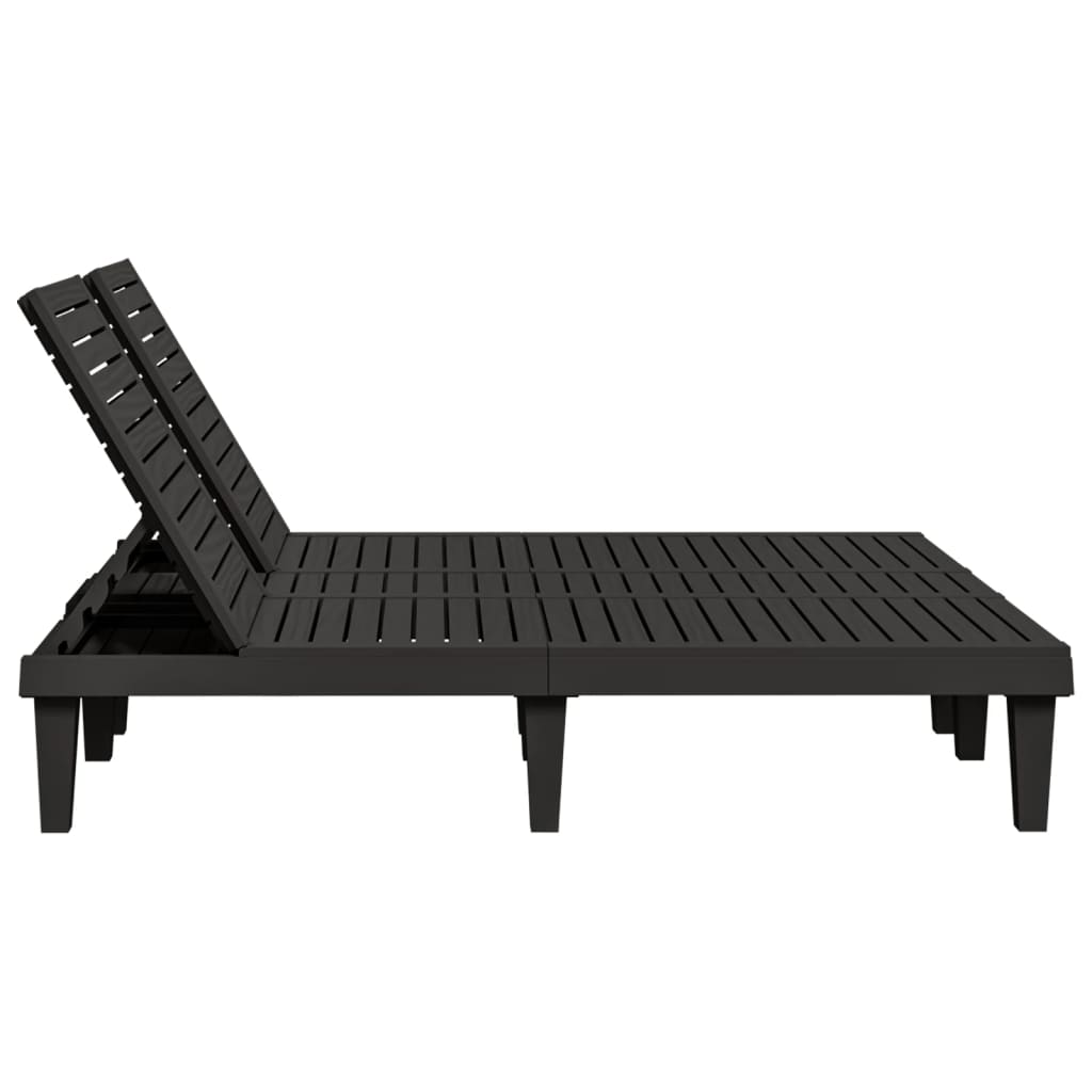 Double sun lounger 155x138x83 cm black polypropylene